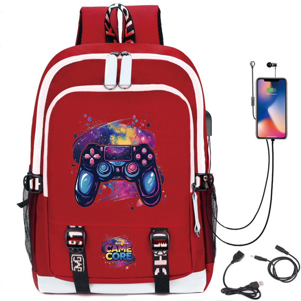 Digital Printing Gamepad Pattern Backpack Cartoon Elementary School Bag Large Capacity Usb Backpack