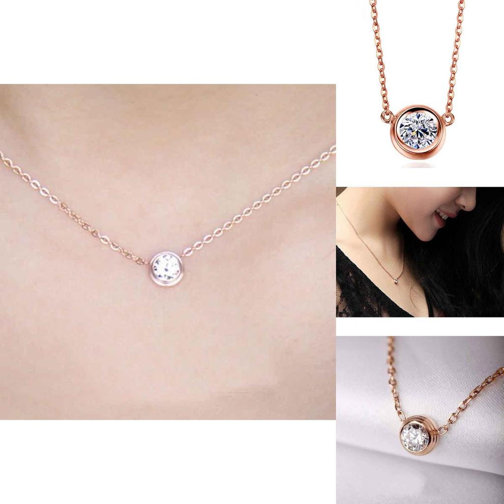 Timeless Rose Gold Plated Rhinestone Clavicle Chain Pendant Necklace For Women