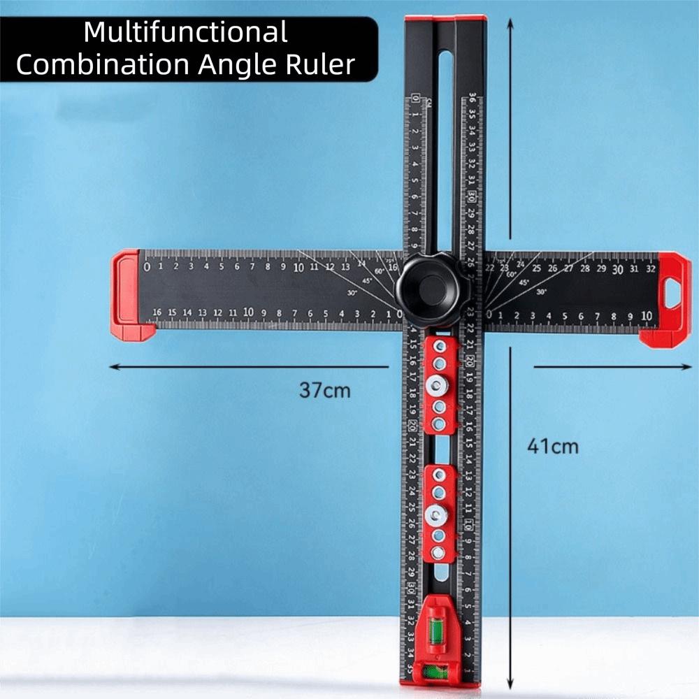 T-Square Ruler Drill Locator DIY Tools Adjustable Angle Cabinet Hardware Jig Built-in Bubble Level 2in1 Woodworking Tools