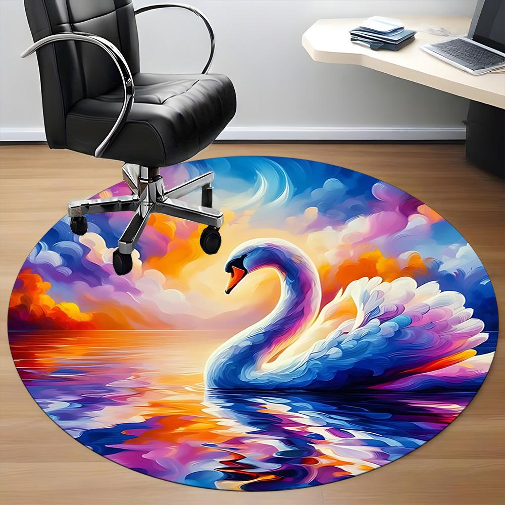 1pc Swan, Sunset Chair Carpet for Office - Durable, Ideal for Chair Mats, Stylish & Functional Decorative Rug yy260130011