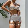 Fun Lingerie Mesh Perspective Strap Hollowed Out Three Piece Set