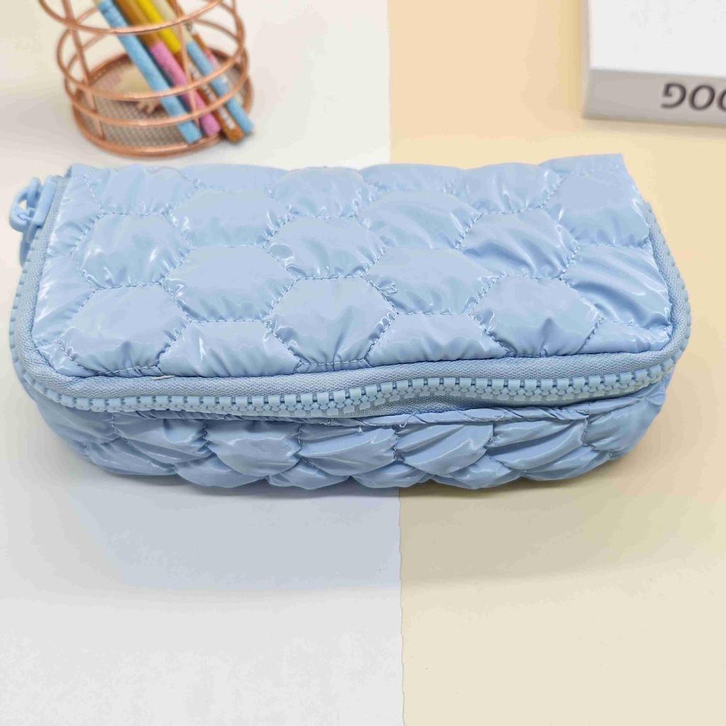 Spacious Korean-Style Pencil Case & Makeup Bag In Girlish Cream