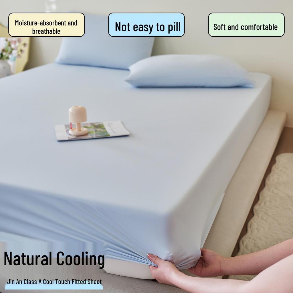 Summer Cool Ice Silk Bed Sheet Set: Non-stick, Machine Washable, Cat Hair Resistant Includes 3 Pieces