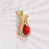 Luxurious Red Corundum Clavicle Chain with Gold-Plated Diamond Inlaid Water Drop Pendant