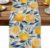 Summer Lemon Flower Leaf Linen Table Runner Table Decor Washable Vintage Lemon Print Kitchen Dining Table Runners Party Decor