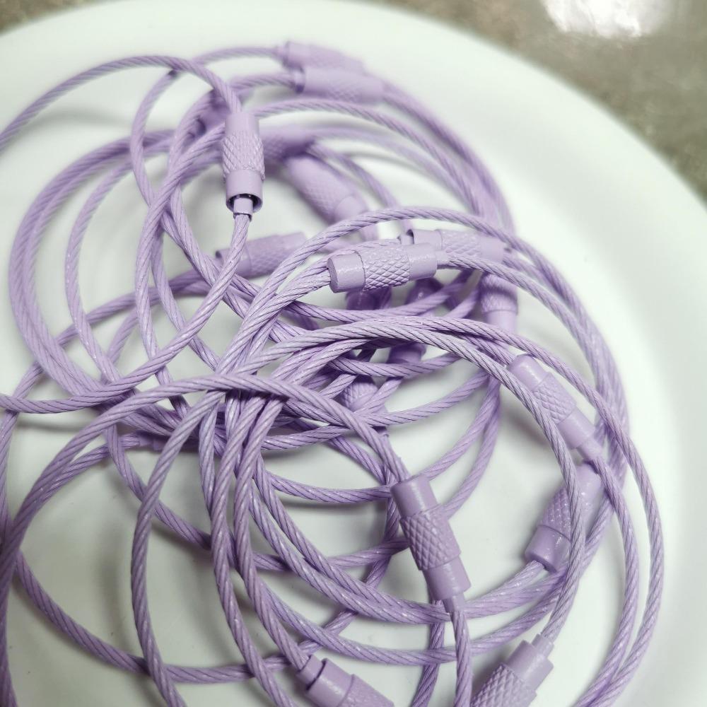 20PCS color paint wire rope 25 colors manufacturer wholesale key ring chain DIY tag cartoon key lanyard accessories