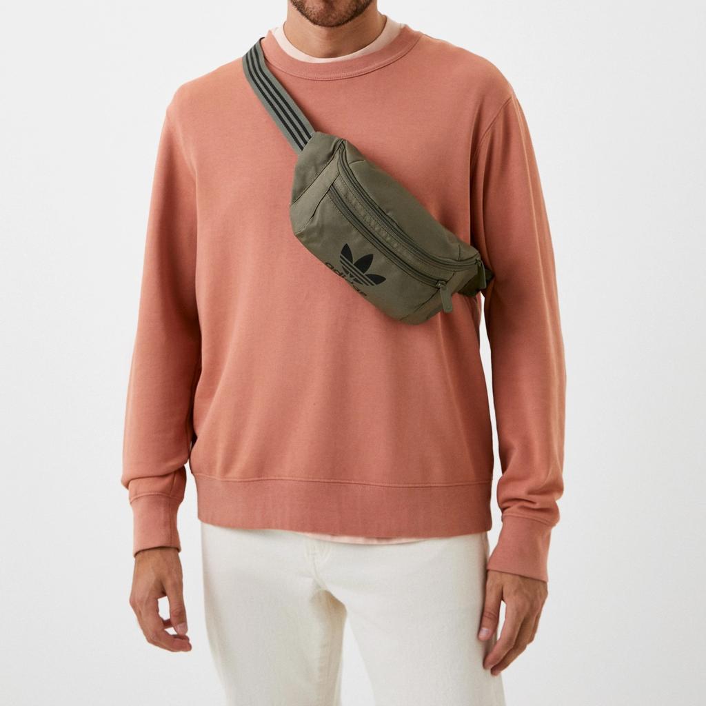 adidas Originals Trefoil Recycled Polyester One Shoulder Crossbody Fanny Pack Regular Unisex Olive IL4815