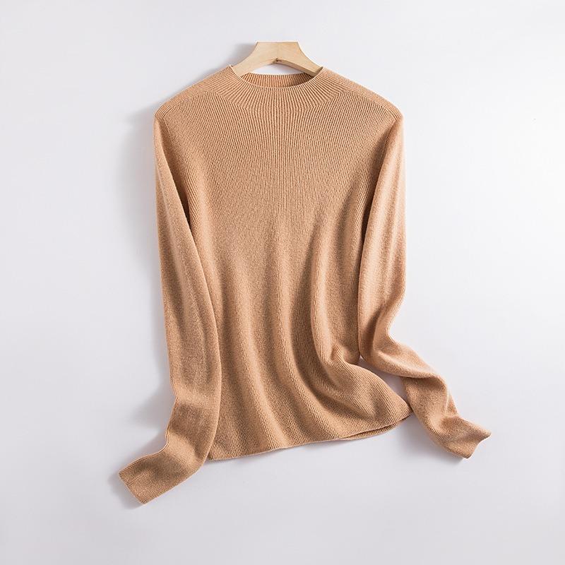

Extended semi-turtleneck wool sweater women s 0 full wool seamless integrated knitted backing soft waxy fleece autumn top new L