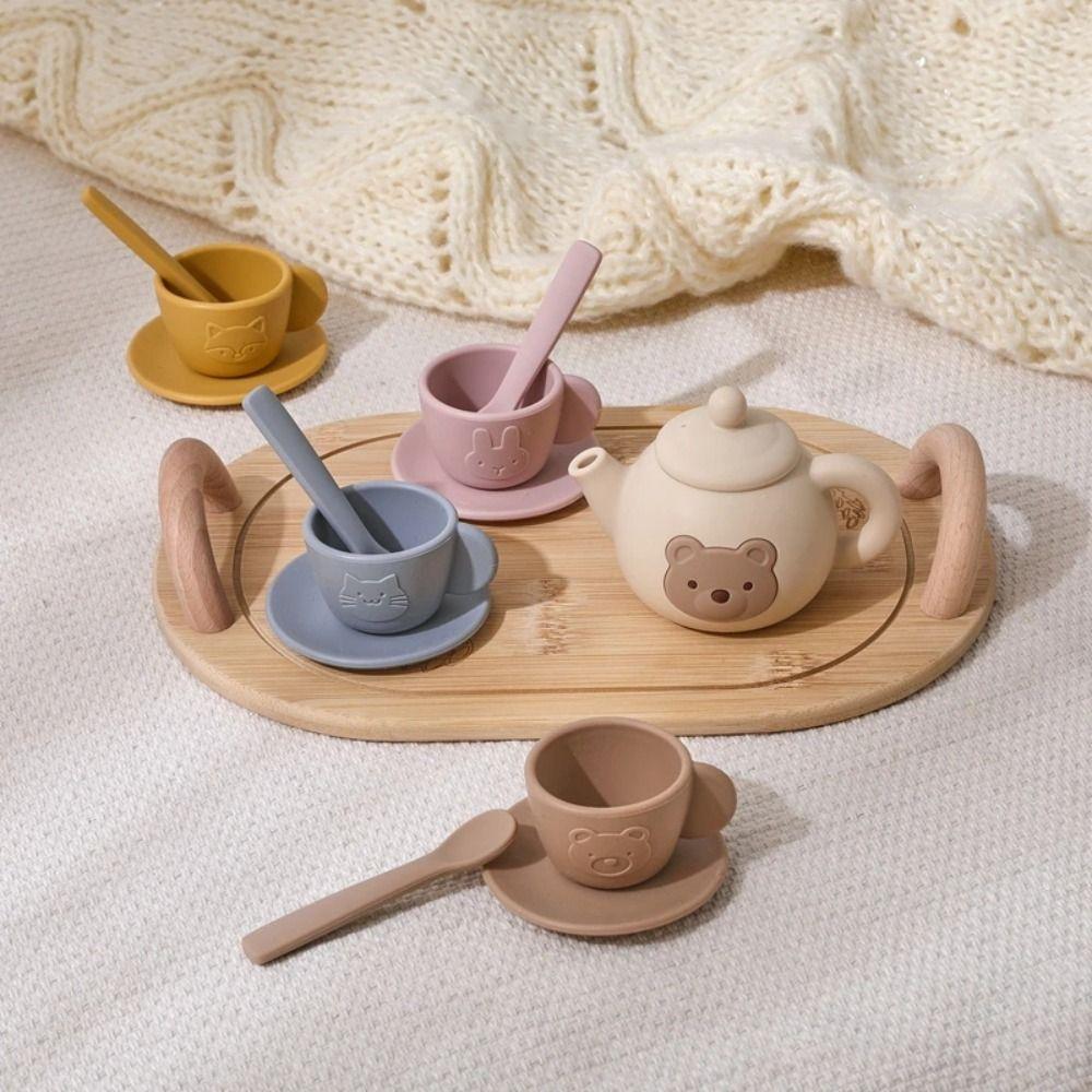 Little Bear Silicone Afternoon Tea Set Early Educational Tea Set Play Toy  Toddlers Girls Boys