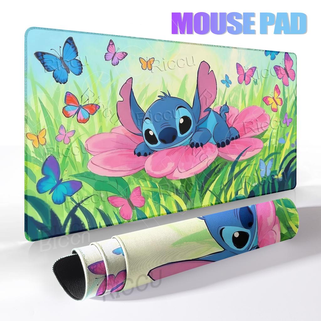 Cute Stitch Aesthetics Anime Mouse Pads XXL Computer Keyboard Carpet Gaming Offices Accessories Non-slip Mat Lockedge Rubber Pad
