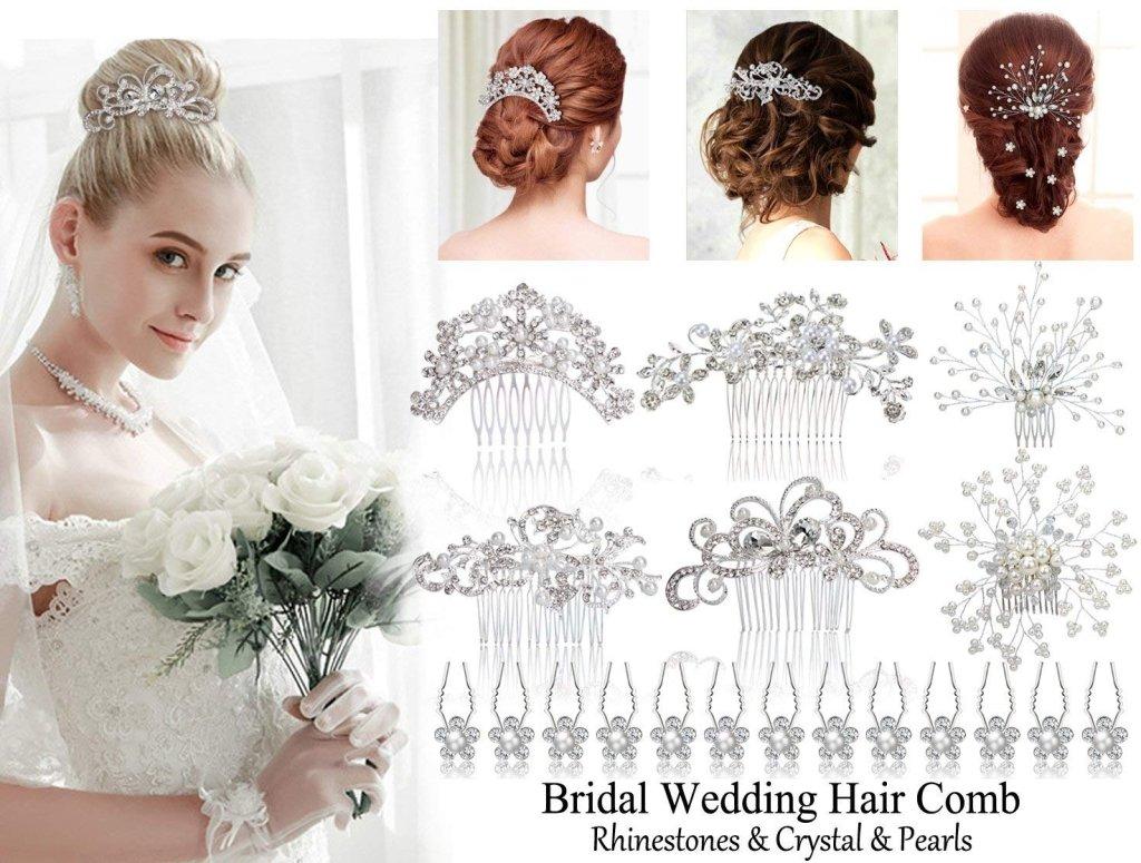 Formemory Bridal Hair Pearl Flower Ornaments Head Formal Wedding Hair Hair Hair Clip for Entrance and Parties Ornaments, Hairpins, (6 pieces), U-pins