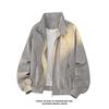 Men's Tie-Dye PU Leather Stand Collar Jacket - Spring/Autumn Street Style Motorcycle Outerwear