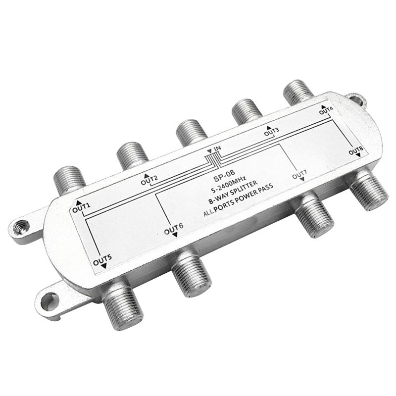 Advanced 8 Way Coaxial Cable Splitter 5-2400MHz CATV Antenna System 1 in 8 Out High-isolation Shielding Structure