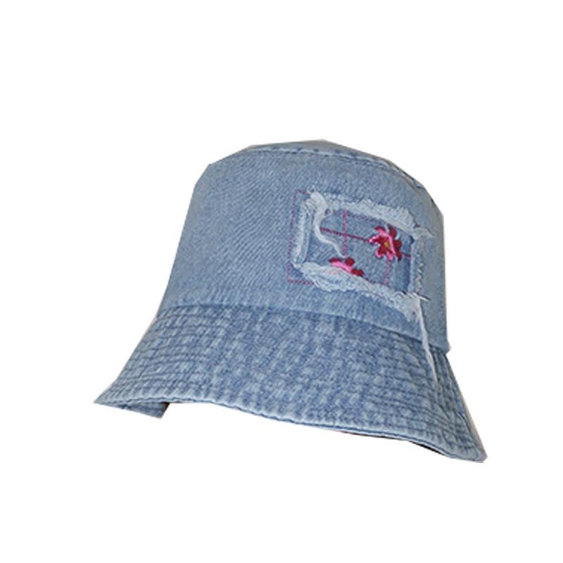 25 early autumn new denim bucket hat women's high quality plain face cover basin hat tide