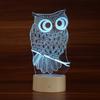 Noční LED světlo 3D na dotyk ve tvaru sovy, 7 barev, stolní lampa, domácí dekorace