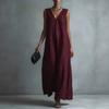 European and American Spring and Summer New Casual Temperament V-neck Fashion Sleeveless Cotton Dress Women's Summer