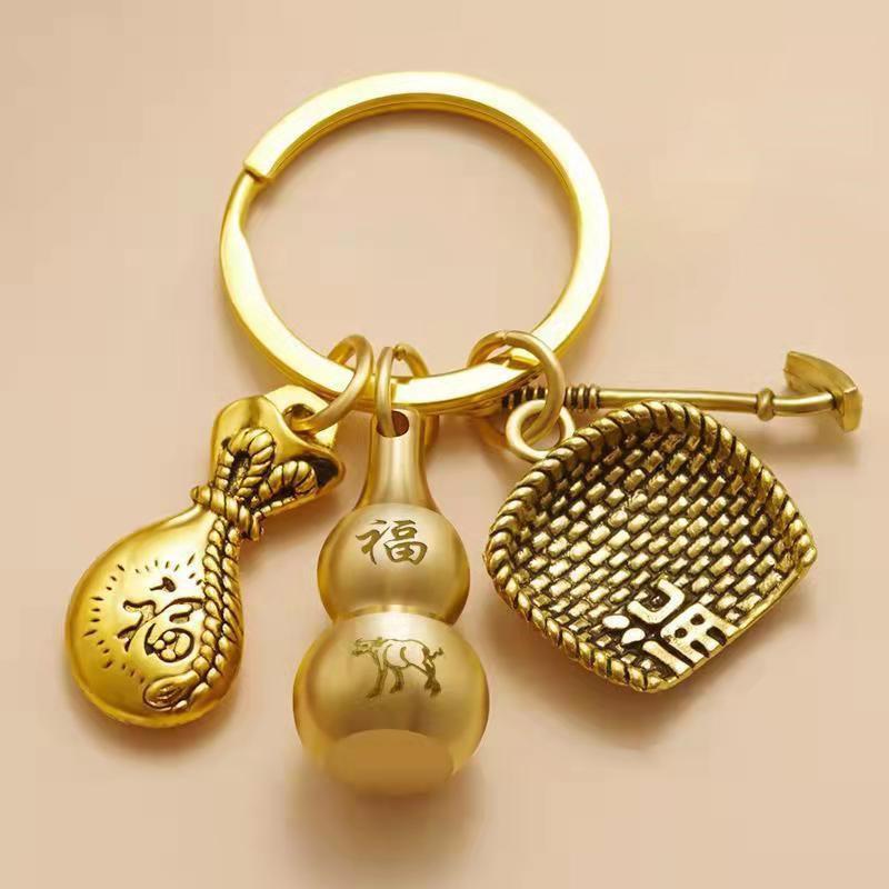 

Чиста латунь Мішечок удачі Горлянка Креативний подарунок Подарунок за знаком зодіаку Підвіска-брелок для автомобіля