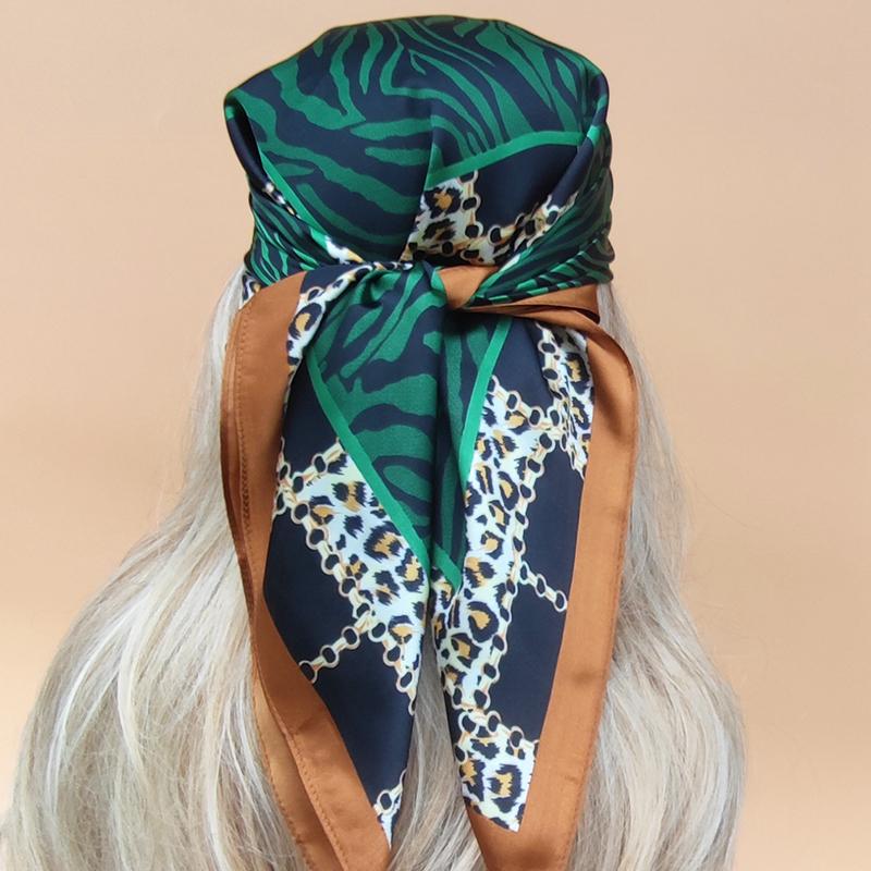 The Four Seasons Luxury Style Headscarf 70X70CM Scarves New  Women Beach Sunscreen Square Kerchief Popular Design Silk Hijab