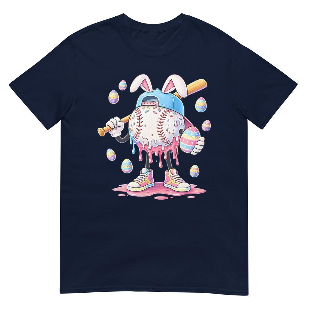 Baseball Rabbit Bunny Egg Drip Sport Easter Day Boys Kids Tshirt S
