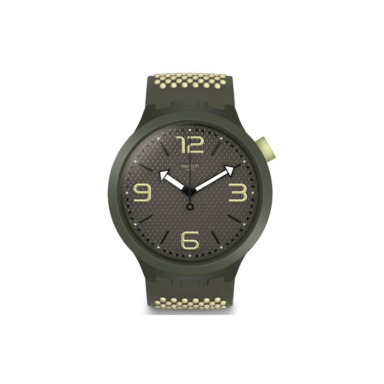 Swatch Big Bold Series Quartz Movement Fashion Watch 47Mm Green Dial Plastic Case Silicone Strap Unisex watches SO27M102 Green