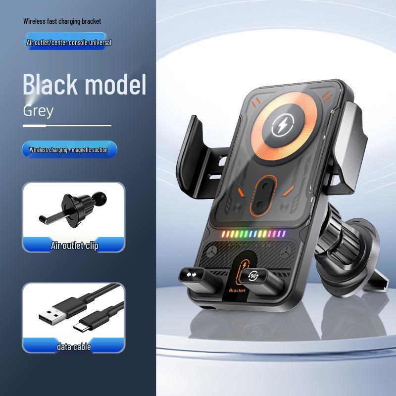 Dual Motor Electric Rotating Car Phone Holder with Wireless Fast Charging