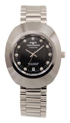T9C12SB Men's Tungsten Date Watch, Silver