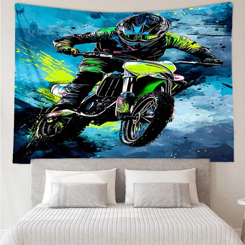 off-road-motorcycles Print Tapestry, Backdrop, Easy Setup, Ideal for Bedroom, Office & Living Room, with Aesthetic Wall Hanging Decor.