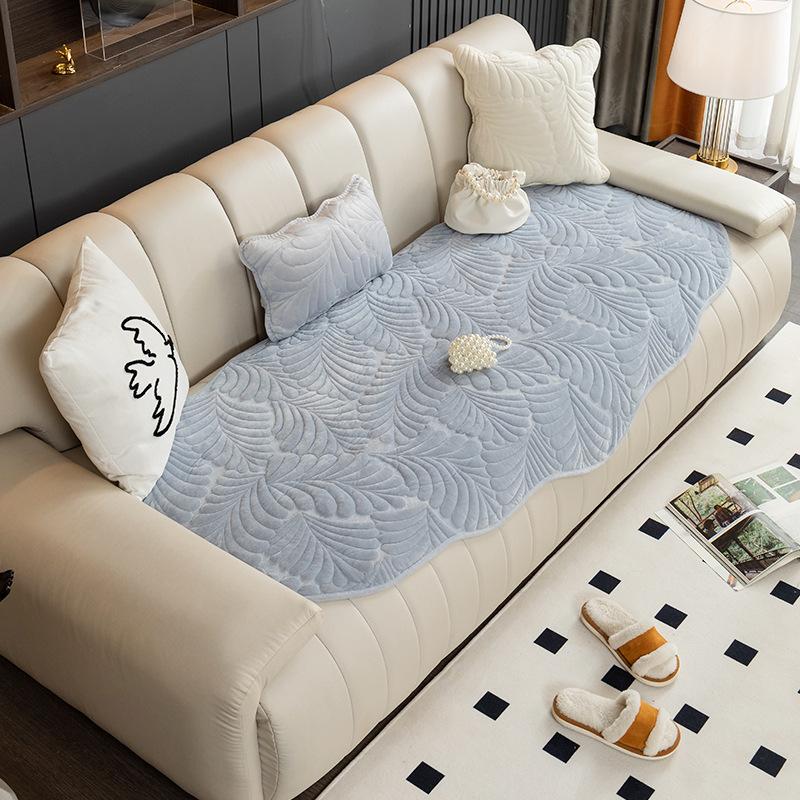 Short Plush Special-Shaped Sofa Cushion Four Seasons Universal Irregular Straight Row Tofu Block Cushion Anti-Slip Cover Cloth Cover