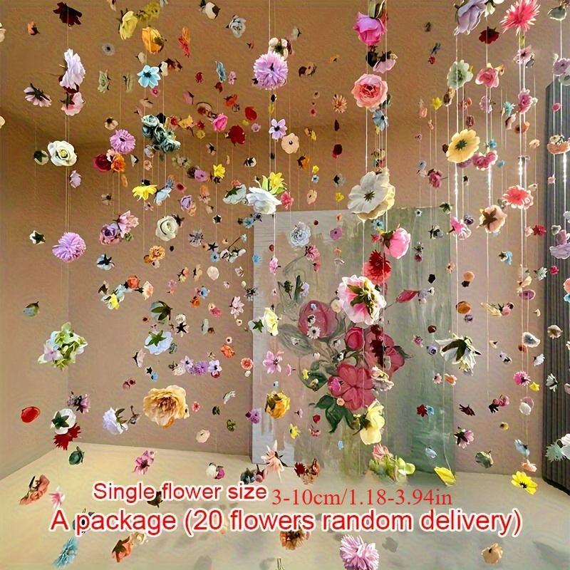 

20/50pcs DIY Spring Flower Hanging Decorations - Colorful Artificial Blooms with Fishing Line for Weddings, Showers, and Party