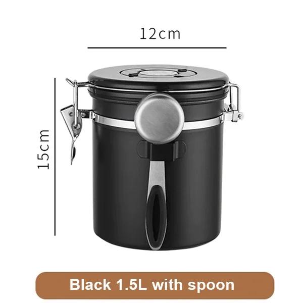 Stainless Steel Coffee Canister Coffee Bean Storage Airtight Containers with Date with Spoon Vent Valve Kitchen Food Storage Jar