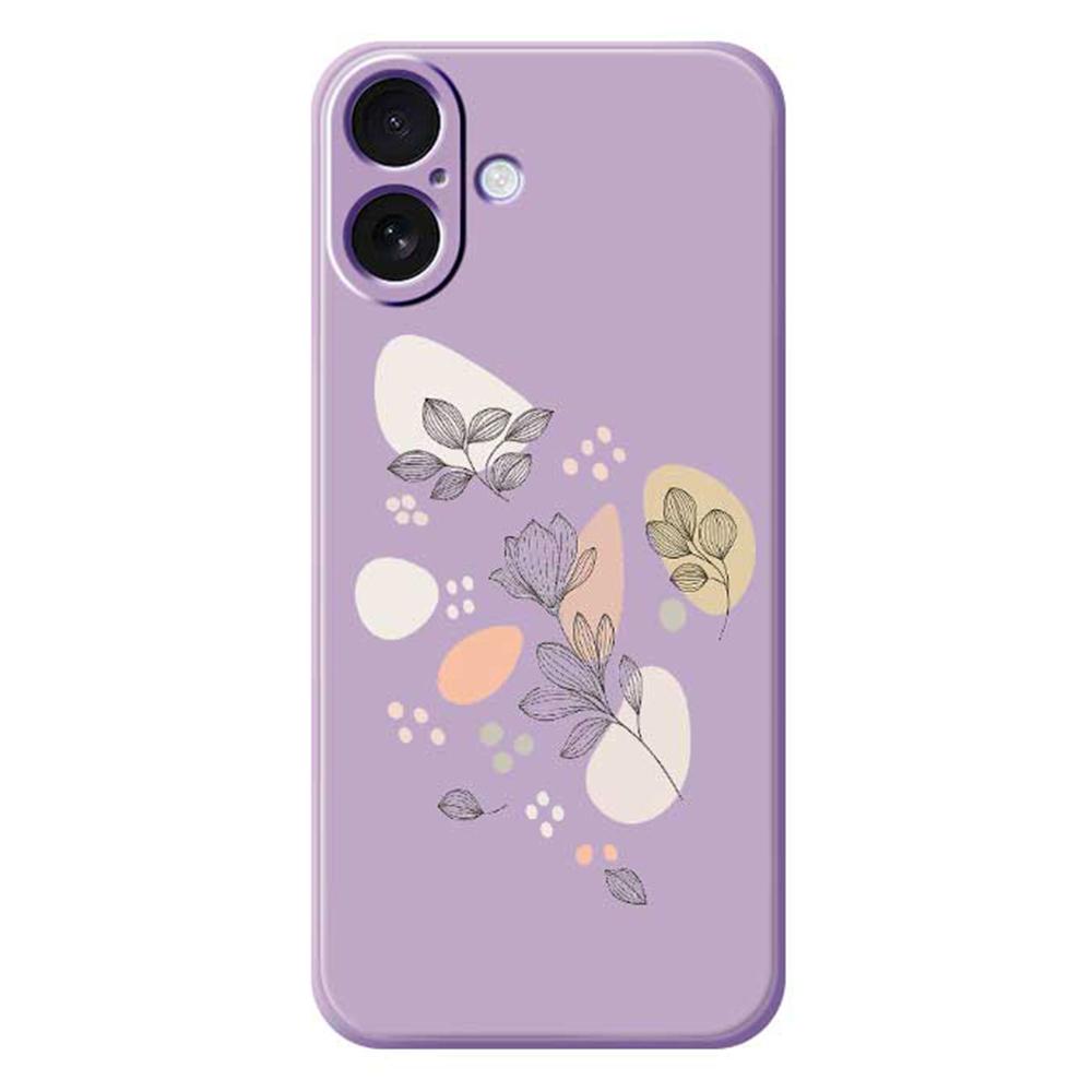 For iPhone 17 Case Sketch Leaves Pattern Printing Straight Edge TPU Phone Back Cover