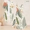 Women Plus Size Two Piece Set Fruit Leaf Printed Short Sleeve Draped Cardigan V Neck Strappy Flared Dress