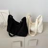 Ležérní manšestrová hobo taška přes rameno, minimalistická jednobarevná kabelka, univerzální retro taška