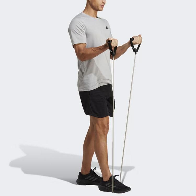 Adidas Train Essentials Feelready Training T-Shirt Solid Logo Round Neck Short Sleeve Men T-Shirts Gray IC7445
