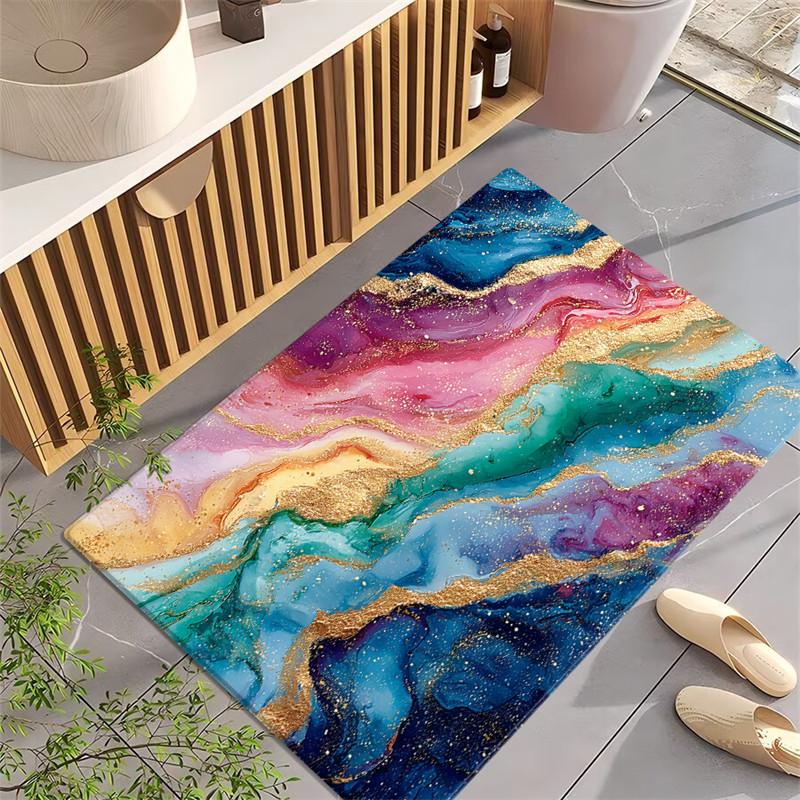 Abstraktes Aquarellmuster Badezimmermatte Mode Memory-Schaum Fußmatten Saugfähig Weich Küchenteppich Fußmatte