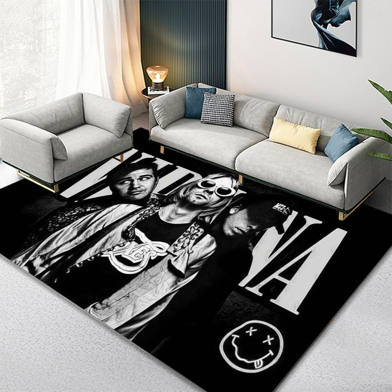 Nirvana Band Carpet Rug for Living Room Bedroom Home Sofa Decoration,Kids play Non-slip Floor Mat