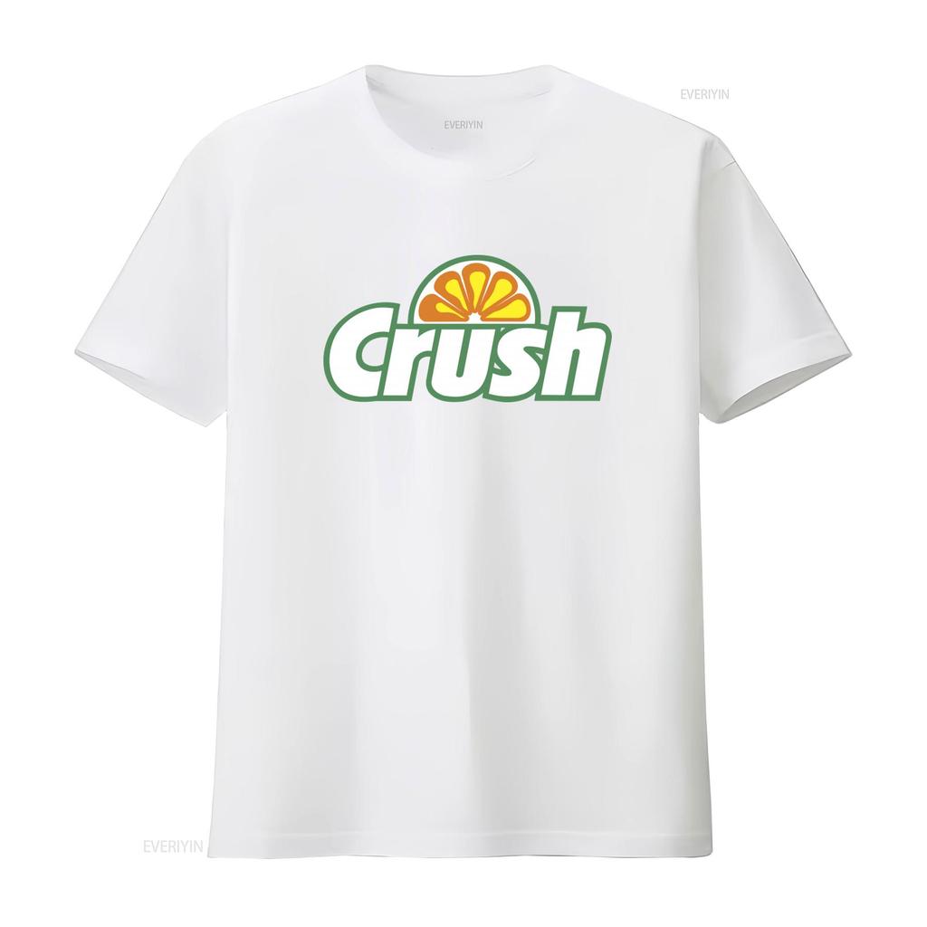 Retro Style Orange Crush Logo T Shirt for Men and Women vintage Washed homme Slightly fashion Stretched Versatile Unisex