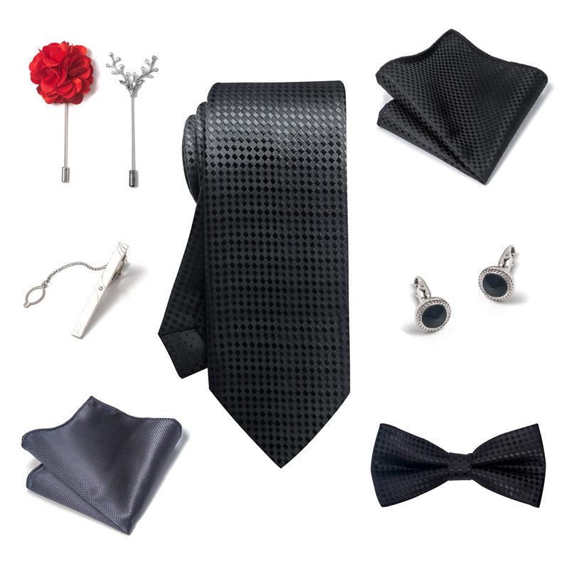 Luxury Groom Tie, Pocket Square & Boutonniere Gift Set for Weddings