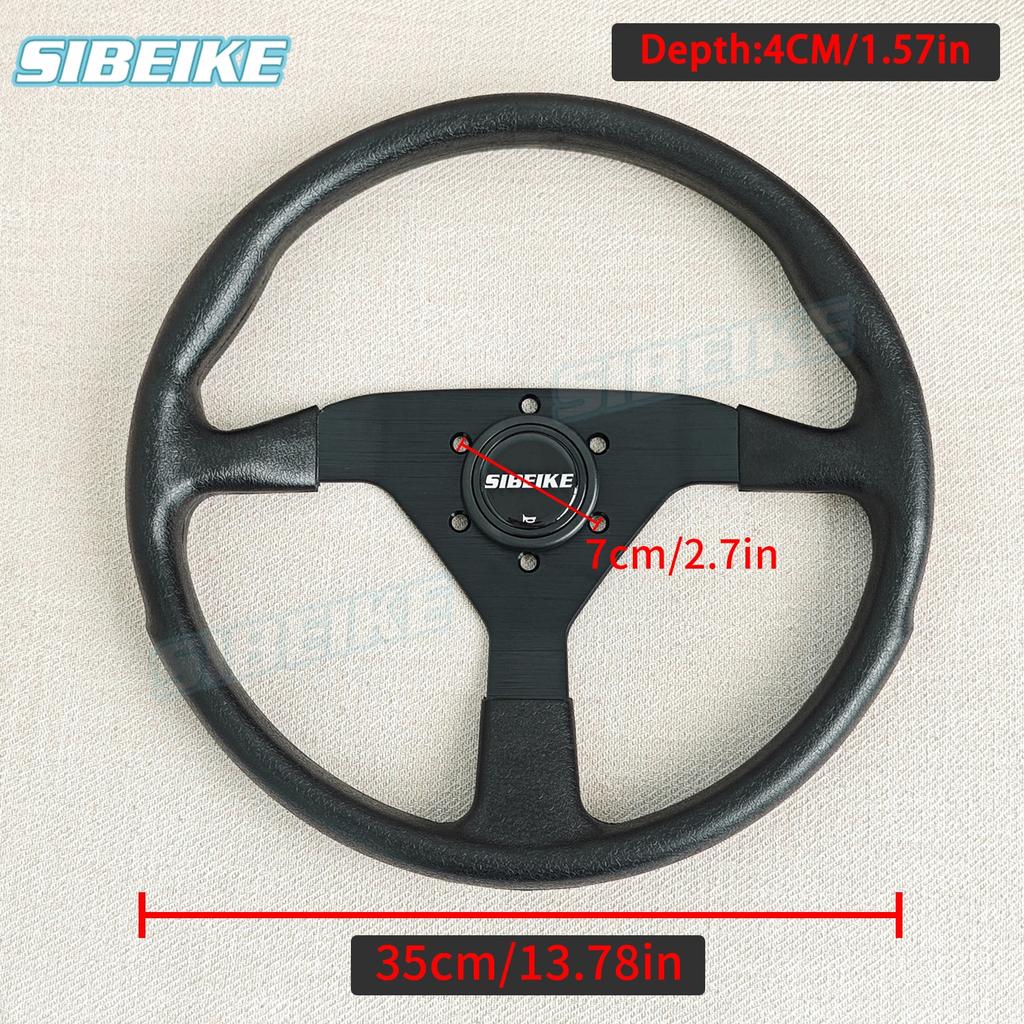 SIBEIKE 350mm PU Steering Wheel JDM Universal Flat Racing Sports Steering Wheel
