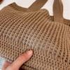 Wool Large Capacity Knit Shopping Shoulder Bag for Women Hollow Out Crochet Girls Tote Bag