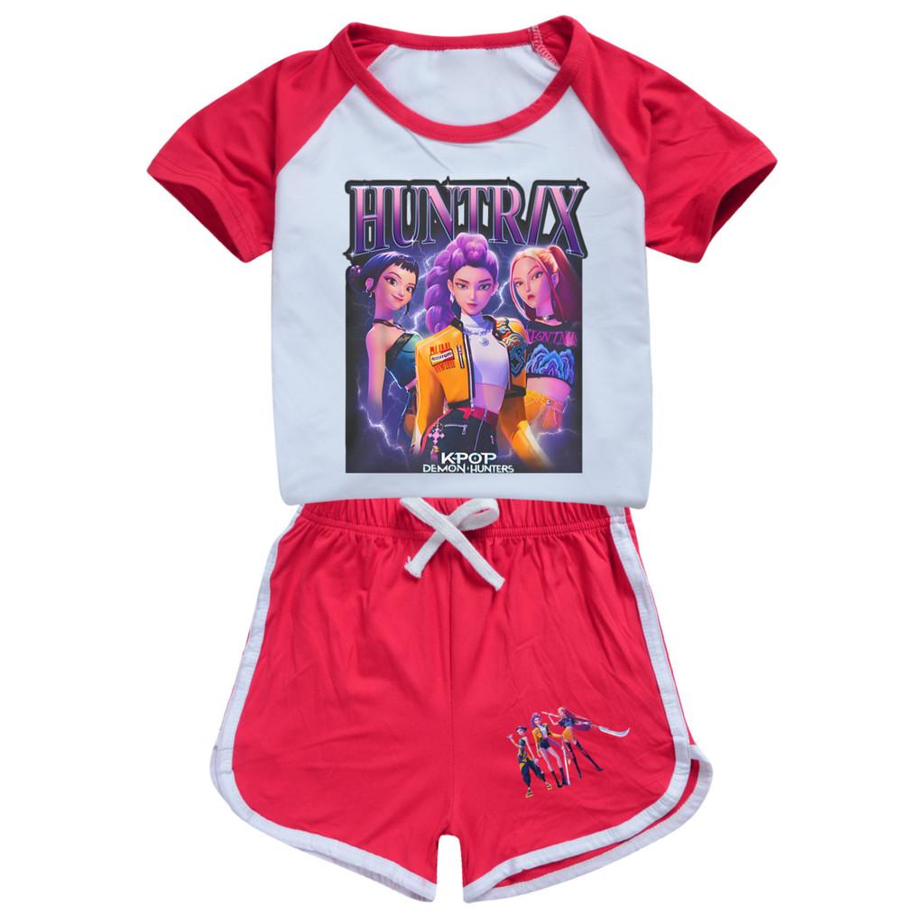 5029 Kids Girls POP Rumi Zoey Mira Print T-shirt Shorts Sport Tracksuit Clothes Set