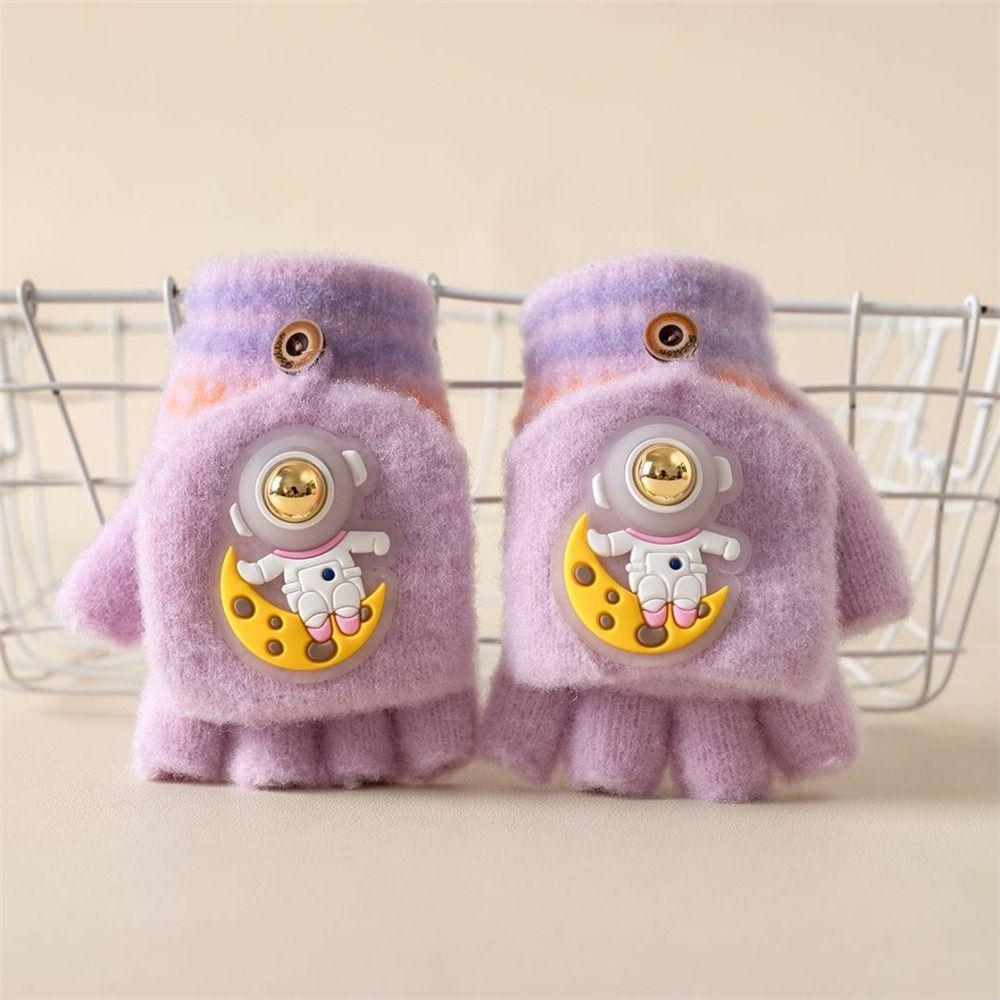 Cycling Winter Kids Gloves Half Finger Flap Gloves for 3-12 Years Boys Girls