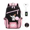 3 Piece School Backpack Set for Students Large Capacity Oxford Cloth Schoolbag with Shoulder Strap and Pencil Case