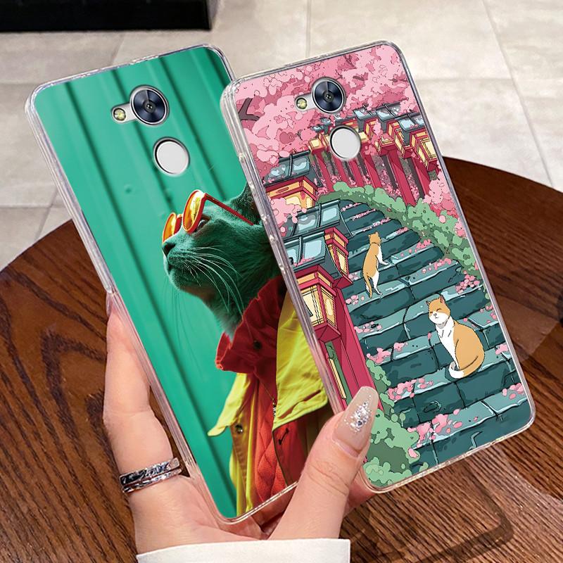 For Honor 6C Pro Case Honor Play 6S Capa For Honor V9 Play Cases Clear Silicone Soft TPU Cover Honor Play6S Cute Rabbit Cat Case