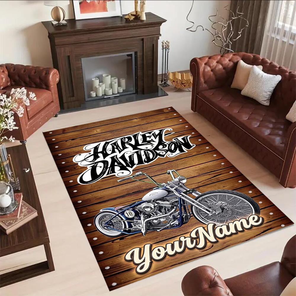 Harley-davidson Motorcycles Personalized Name Area Rug Perfect for Outdoor Bedrooms Foyer Living Rooms Anti-slip Rug Anime Office Decor
