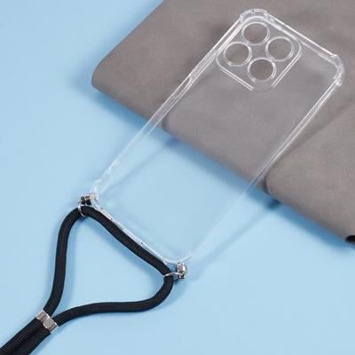 Pro Honor X8c 4G Pouzdro Zesílený Roh TPU Průhledný Kryt na Telefon se Šňůrkou