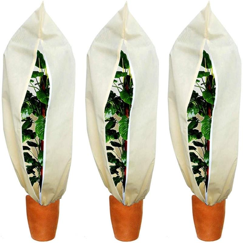 Practical Beige Plant Cover Practical Beige Plant Shield Cover Against Frost with Pull String Secure