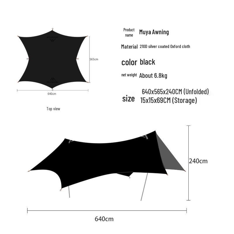 Mountain Guest Wood Canopy: Large Outdoor Rainproof Sunshade Shelter for Camping