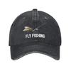 Casual Fly Fishing FisherUnisex Pun Funny Joke Baseball Caps Unisex Style Distressed Denim Headwear Sport Outdoor Summer Gift Hat