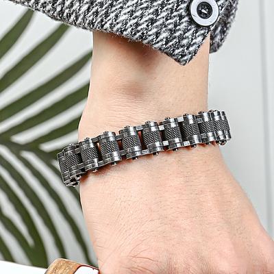 Rock And Roll Men's Bikers Bracelet Male Jewelry 316L Stainless Steel 13MM Wide Motorcycle Bike Link Chain Bracelets Man 8.5 Inch